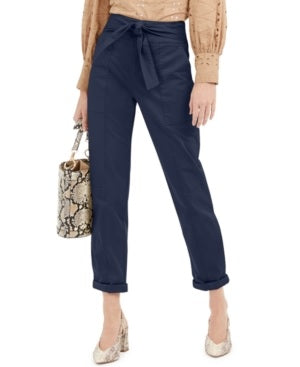 Calça utilitária feminina INC International Concepts com amarração na cintura, Indigo Sea, tamanho 6
