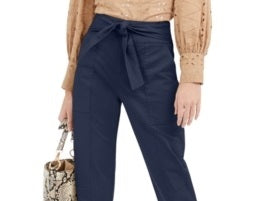 Calça utilitária feminina INC International Concepts com amarração na cintura, Indigo Sea, tamanho 6
