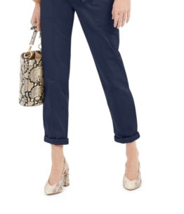 Calça utilitária feminina INC International Concepts com amarração na cintura, Indigo Sea, tamanho 6