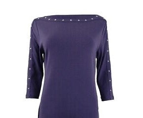 Vestido feminino Karen Scott com decote canoa e tachas, roxo, tamanho PS