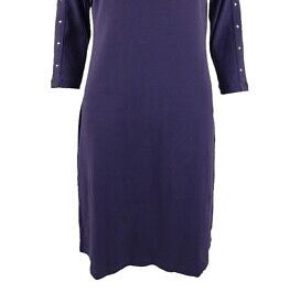 Vestido feminino Karen Scott com decote canoa e tachas, roxo, tamanho PS