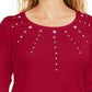 Karen Scott Top Feminino de Algodão com Ilhós e Ferragens, Vermelho, Tamanho PP