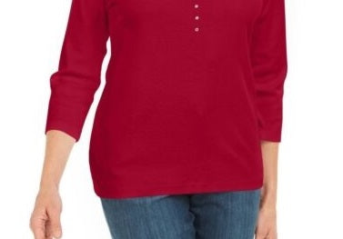 Karen Scott Top Feminino de Algodão com Ilhós e Ferragens, Vermelho, Tamanho PP