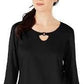 Karen Scott Top feminino com recorte triplo e argola, preto, tamanho extragrande