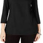 Karen Scott Top feminino com recorte triplo e argola, preto, tamanho extragrande