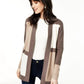 Cardigan feminino de cashmere puro com blocos de cores Charter Club, marrom/branco, tamanho grande