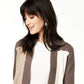 Cardigan feminino de cashmere puro com blocos de cores Charter Club, marrom/branco, tamanho grande