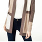Cardigan feminino de cashmere puro com blocos de cores Charter Club, marrom/branco, tamanho grande