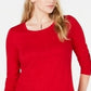 Blusa feminina de manga comprida e gola redonda, estilo &amp; co, vermelha, tamanho extragrande