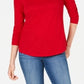 Blusa feminina de manga comprida e gola redonda, estilo &amp; co, vermelha, tamanho extragrande