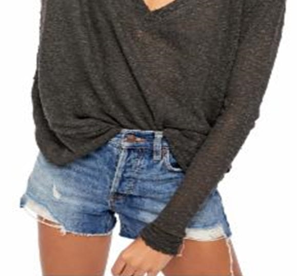 Camiseta feminina Ocean Air Hacci da Free People, preta, tamanho X-G