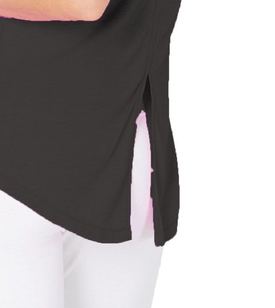 Ideology Top feminino sem mangas com decote em joia, preto, tamanho médio