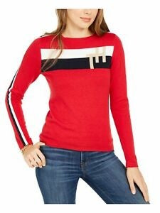 Tommy Hilfiger Suéter Feminino Color Block Manga Longa Gola Redonda Tamanho Médio
