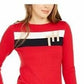 Tommy Hilfiger Suéter Feminino Color Block Manga Longa Gola Redonda Tamanho Médio