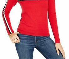 Tommy Hilfiger Suéter Feminino Color Block Manga Longa Gola Redonda Tamanho Médio