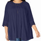 Blusa de malha bordada plus size feminina NY Collection, azul, tamanho 1X