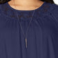 Blusa de malha bordada plus size feminina NY Collection, azul, tamanho 1X