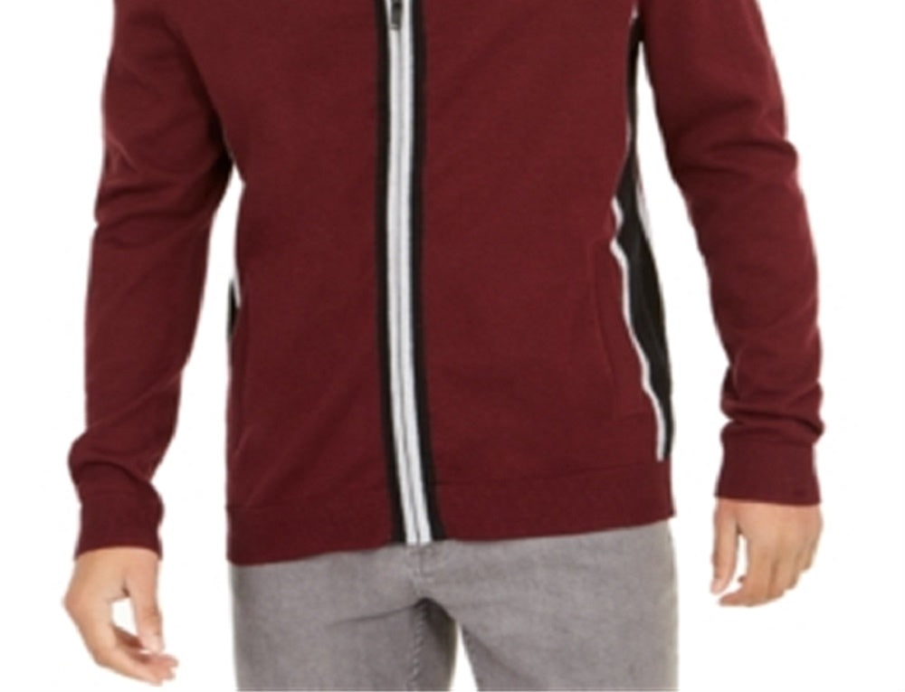Cardigan Alfani Masculino Classic Fit Colorblocked com Zíper Completo Vermelho Tamanho X-G