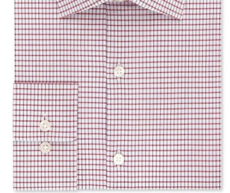 Camisa social masculina Van Heusen Classic Fit Performance Stretch, sem rugas, com gola flexível e xadrez, vermelha, tamanho 2X