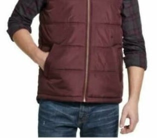 Colete masculino vintage à prova de intempéries com zíper frontal vinho