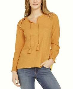Blusa feminina bordada com ombro estilo &amp; co, amarela, tamanho extrapequeno