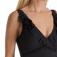 Ralph Lauren Maiô Feminino com Babados e Decote em V Preto Tamanho 6