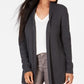 Cardigan feminino Karen Scott de malha mista de algodão, cinza, tamanho P