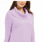 Suéter feminino texturizado mesclado manga comprida gola alta roxo tamanho pequeno grande