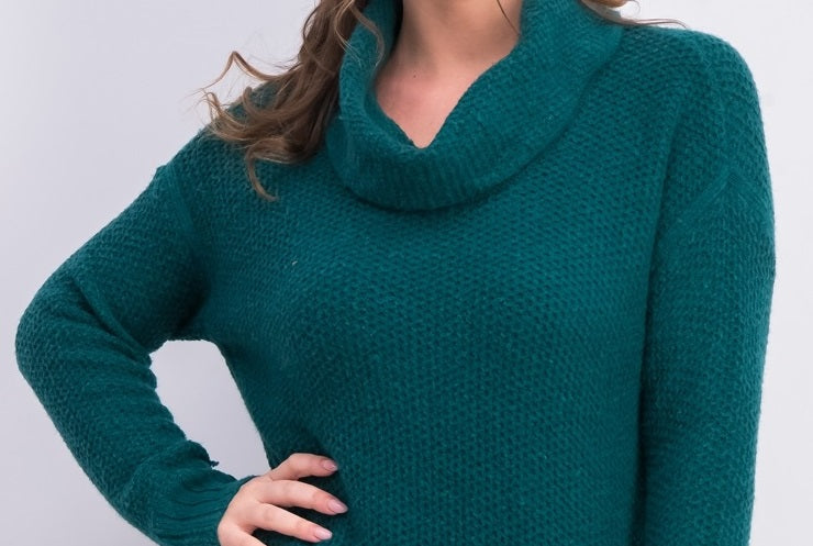 Suéter feminino com decote careca e bainha ventilada, estilo &amp; co, verde, tamanho PL