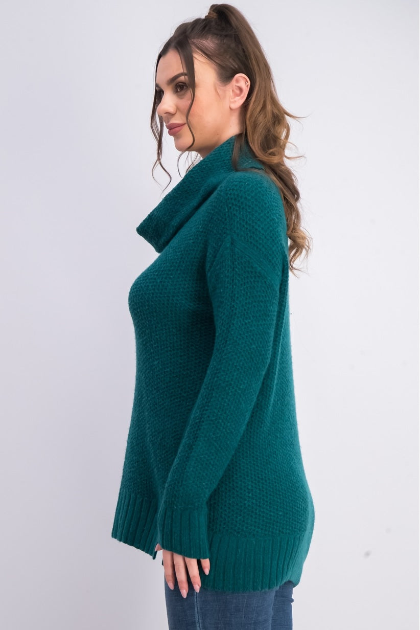 Suéter feminino com decote careca e bainha ventilada, estilo &amp; co, verde, tamanho PL