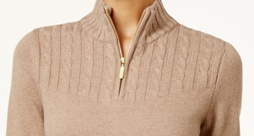 Karen Scott Blusa Feminina Gola Alta Bege Tamanho Pequeno Médio