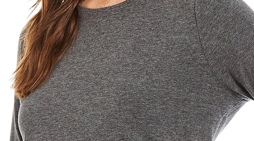 Blusa Calvin Klein Feminina Manga Longa Gola Joia Cinza Tamanho Grande