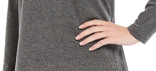 Blusa Calvin Klein Feminina Manga Longa Gola Joia Cinza Tamanho Grande