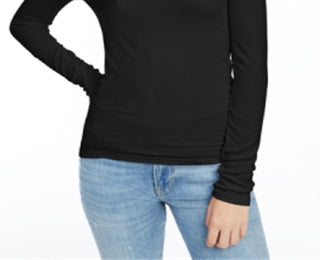 Camiseta feminina com decote em V canelado e esplêndida, preta, tamanho médio