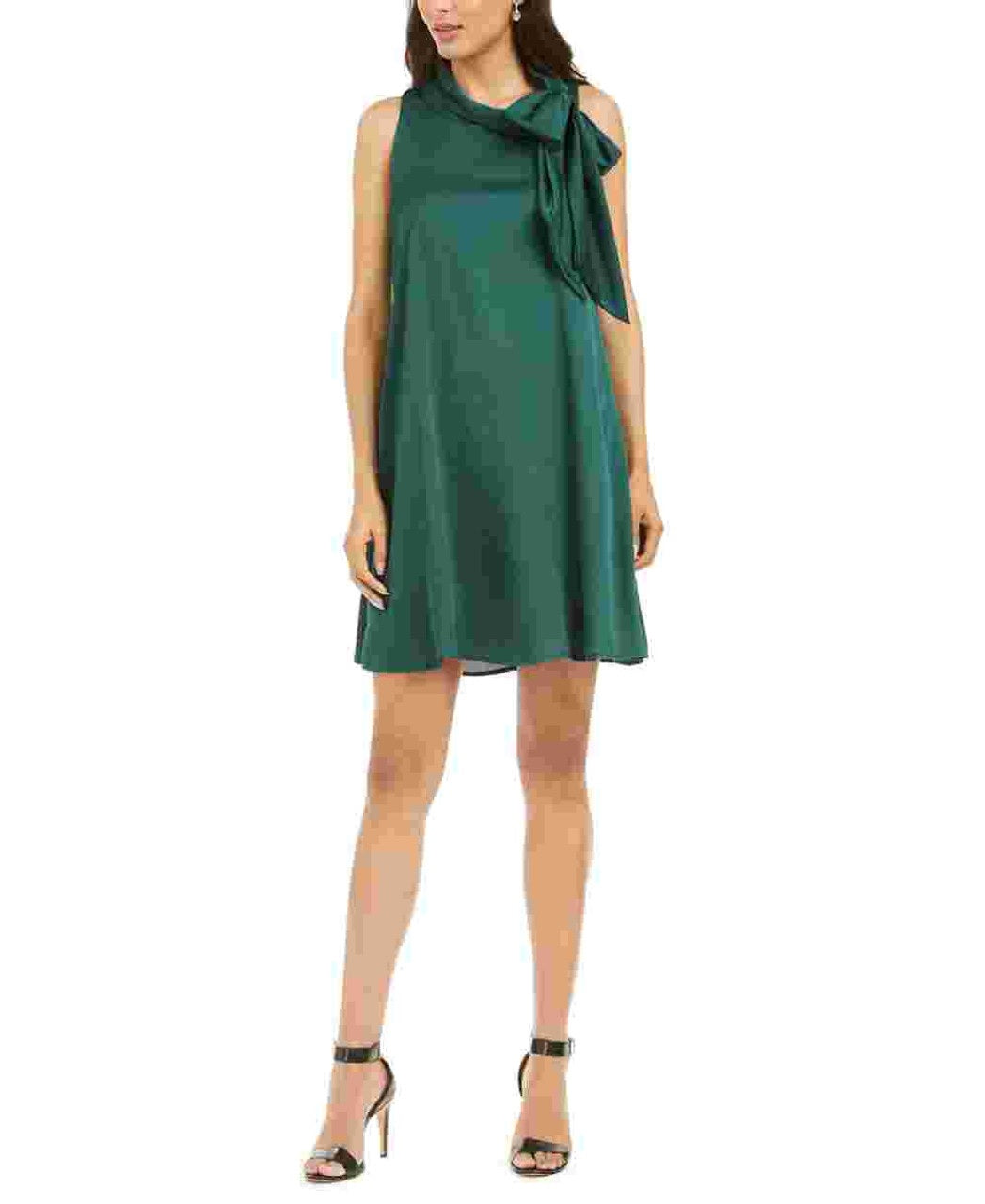 Robbie Bee Vestido de noite feminino sem mangas, gola alta, acima do joelho, tamanho 6, verde, tamanho pequeno