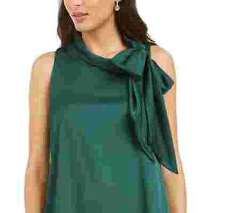 Robbie Bee Vestido de noite feminino sem mangas, gola alta, acima do joelho, tamanho 6, verde, tamanho pequeno