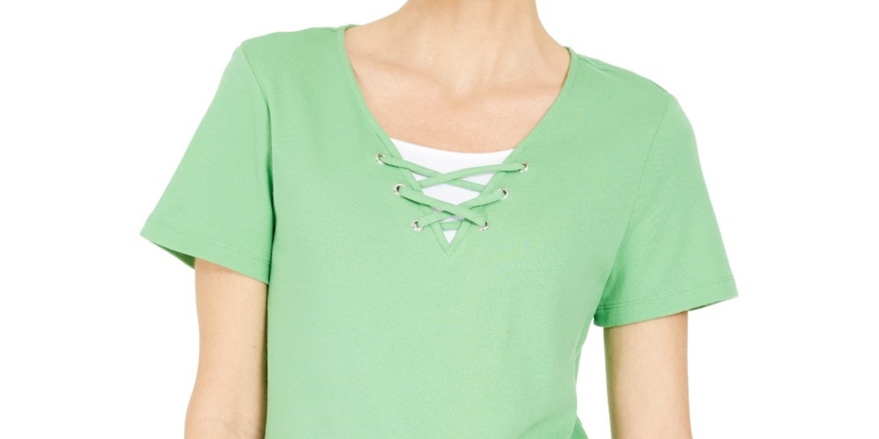 Karen Scott Blusa Feminina com Laço e Camadas Verde Tamanho Médio