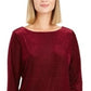 Charter Club Blusa feminina com decote canoa flocado, vermelha, tamanho PXL