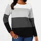 Karen Scott Suéter Feminino Colorblocked Cinza Combinado Tamanho P