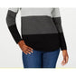 Karen Scott Suéter Feminino Colorblocked Cinza Combinado Tamanho P