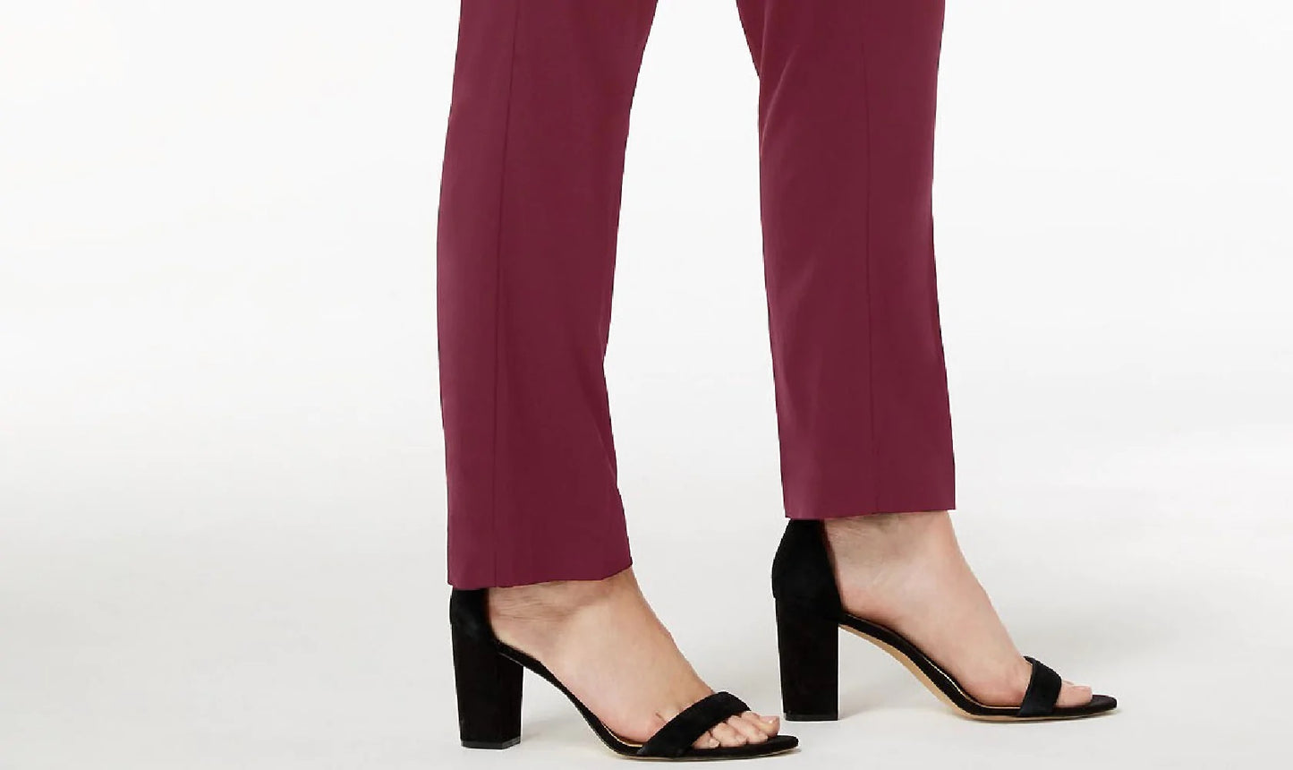 Calça feminina curta com controle de barriga JM Collection Curvy Fit Vinho Tamanho 4 Petite Small