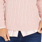 Suéter feminino com estampa texturizada e gola redonda, manga comprida, tamanho X-S