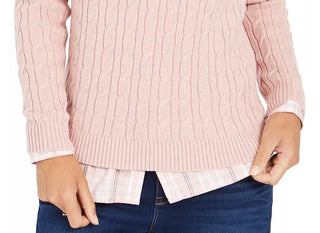 Suéter feminino com estampa texturizada e gola redonda, manga comprida, tamanho X-S