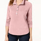 Karen Scott Blusa Feminina Gola Alta com Botões Frontais Rosa Tamanho PS