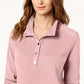 Karen Scott Blusa Feminina Gola Alta com Botões Frontais Rosa Tamanho PS