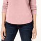 Karen Scott Blusa Feminina Gola Alta com Botões Frontais Rosa Tamanho PS
