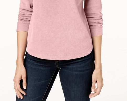 Karen Scott Blusa Feminina Gola Alta com Botões Frontais Rosa Tamanho PS