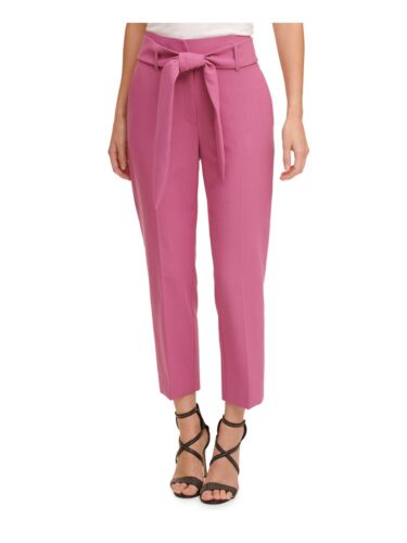 Calça feminina DKNY com cinto e perna justa, rosa, tamanho 6