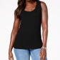 Regata feminina Karen Scott Petite Cotton com tachas, preta, tamanho médio