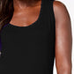 Regata feminina Karen Scott Petite Cotton com tachas, preta, tamanho médio